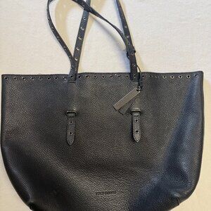 VINCE CAMUTO Areli Noir Stud Trim Leather Tote Bag